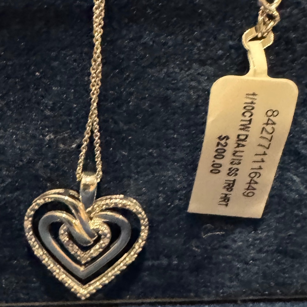 Bridge Diamond Triple Heart 18" Pendant Necklace - Picture 8 of 10